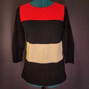 Colorblock Women's Top - Red, Black, and Cream